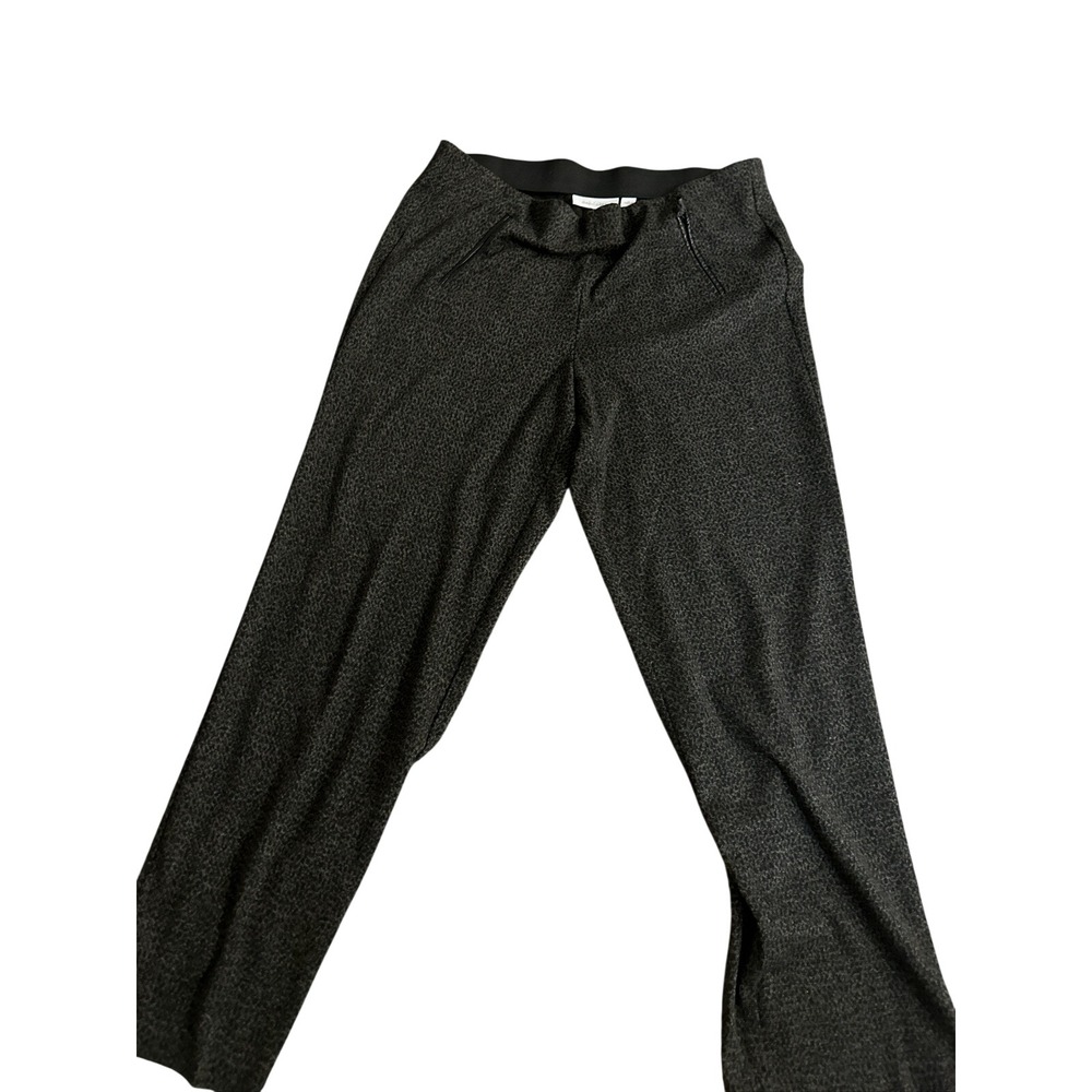 David Dart Womens Textured Animal Print Ankle Pants Black Charcoal Faux‎ L